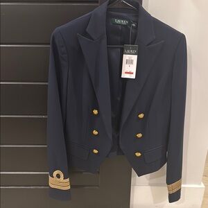 Navy tuxedo Blazer with Gold Accents